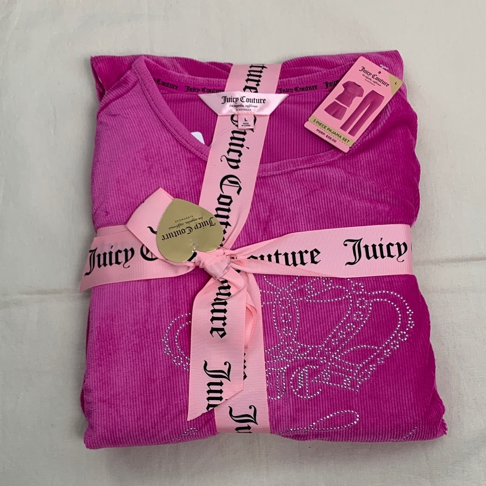 Juicy Couture Pink Pajama Set with Rhinestone Crown